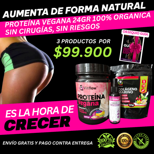 Proteína Aumenta Glúteos y Senos (500g)+ Colágeno Marino  Sobre de 125g + OBSEQUIO COMBO EN $99.900 ¡OFERTA SOLO POR HOY!